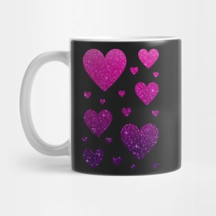 Hot Pink and Purple Ombre Faux Glitter Hearts Mug